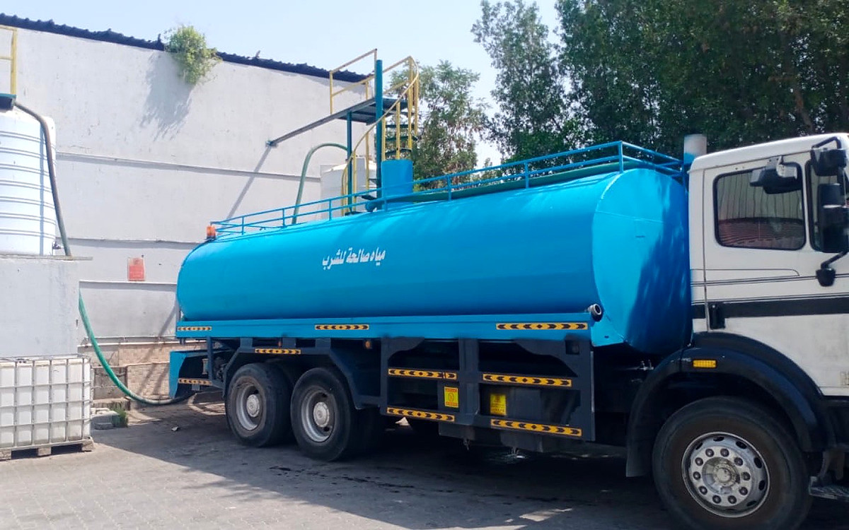 Modern drinking water tanker for camps and facilities in Abu Dhabi